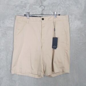 Daniel Hechter Paris Mens Khaki Chino Shorts Beige Flat Front Size 34 NWT